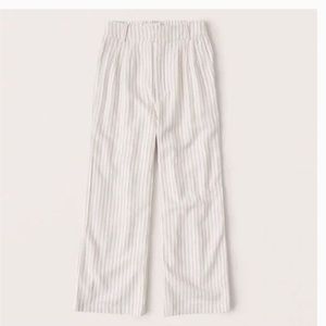Abercrombie Beige & White Striped Wide Leg High Rise Pants and Matching Top